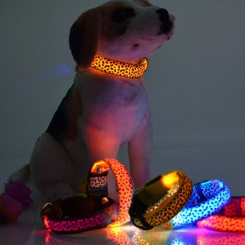 Luminous LED Collar Leopard Print Design Puppy Necklace
