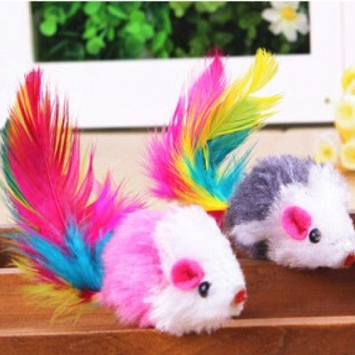 Colorful Mouses Shape Cat Toys With Feather