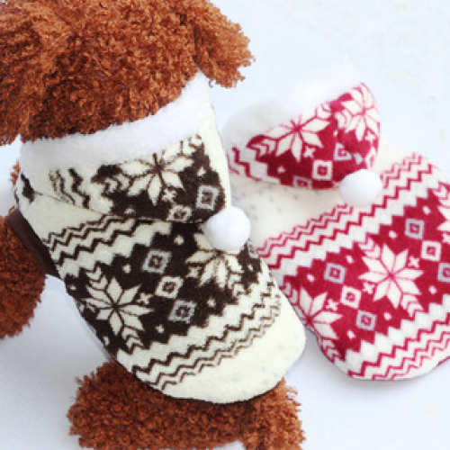 Snowflake Print Winter Coat Puppy Clothes Coral Fleece Hoodie Jacket